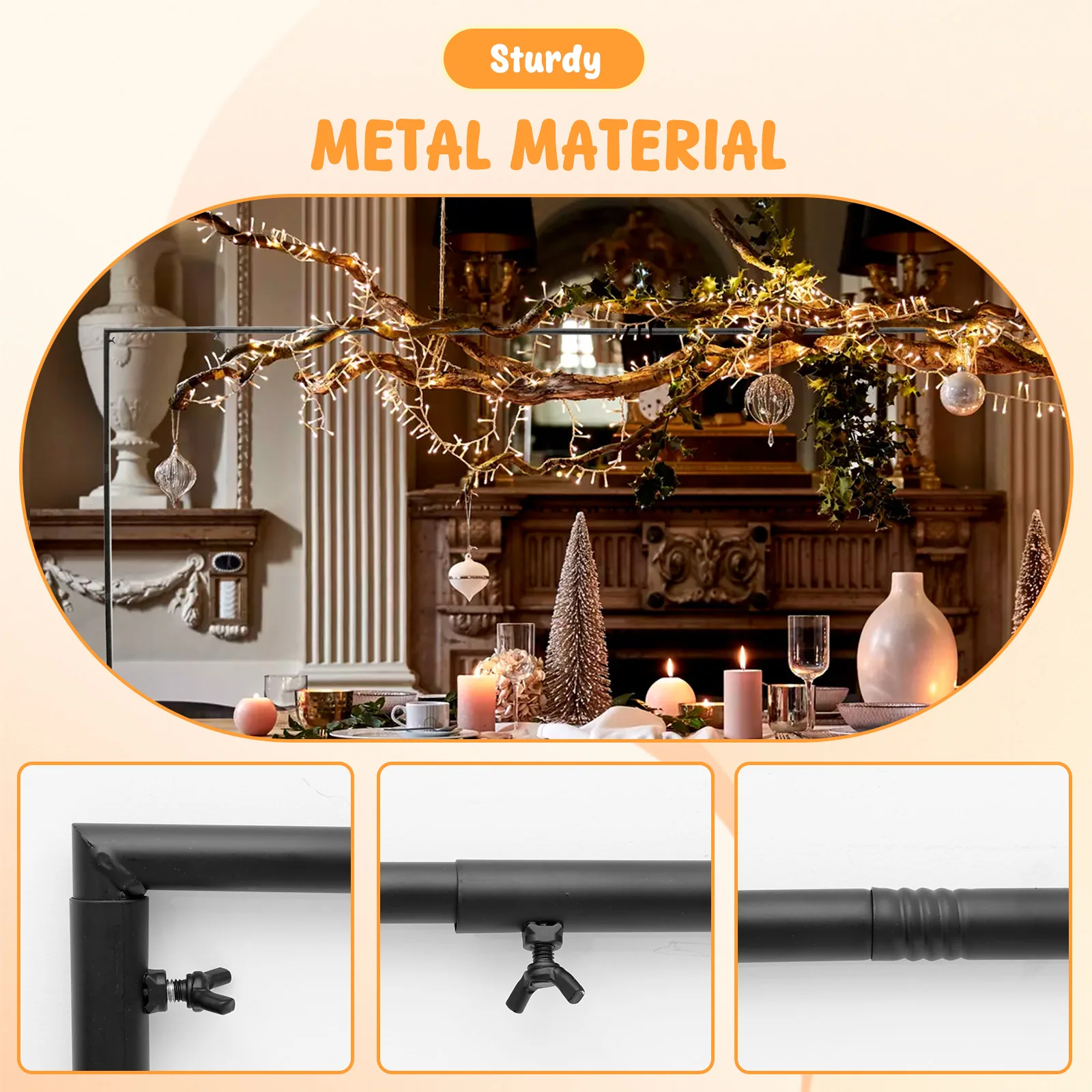 Over The Table Rod Stand with Clamps Black Golden Table Arch Stand for Wedding Birthday Party Hanging Decor Halloween Christmas