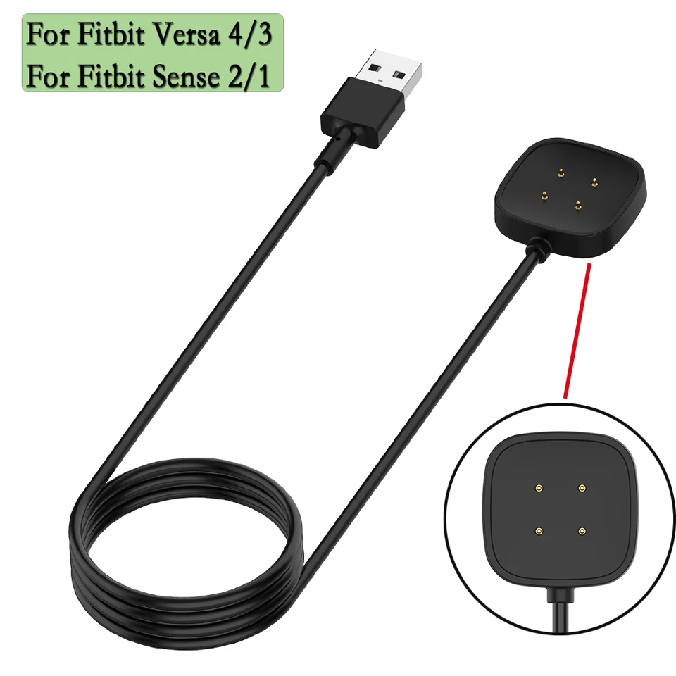 Xiatiaosann Caricabatterie Per Fitbit Versa 2, 2 Pezzi Cavo Di Ricarica USB Per Smartwatch, (non Per Versa/Versa Lite/Versa SE), Con Cavo Di Ricarica Per Supporto Dock - Foto 3