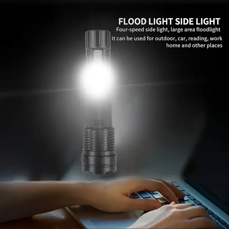 Hohe Starke Leistung Led Taschenlampen Taktische Flash Licht Taschenlampe Ultra Helle Lampe USB Lade Camping Angeln Defensa Zoom Laterne – Detail 14