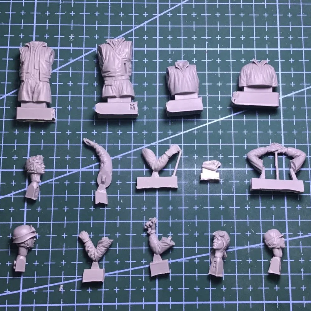 미조립 송진 피규어 모델 키트 2 미 육군 탱크 승무원 하프 바디, 미도색 미니어처 조각상, 1/35 체중계, 무료 배송