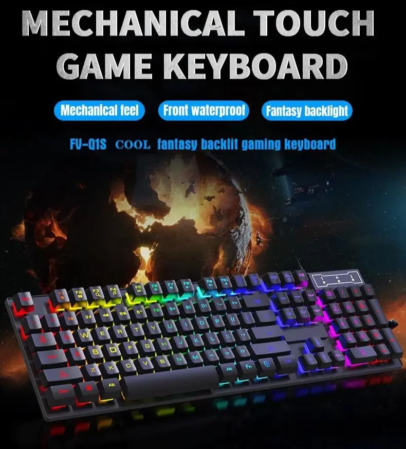 Wired Backlit Keyboard gaming Mechanic Kit waterproof Luminous 104 key keyboard And Mouse Set for Gamer PC Laptop Home Office - Image 2