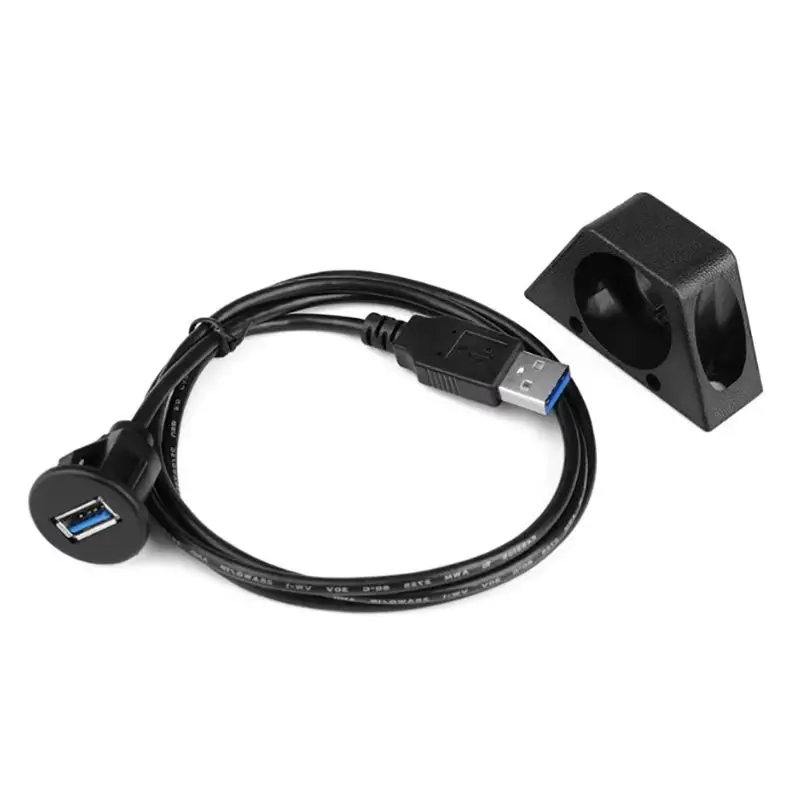 USB 암수 익스텐션 코드 대시보드 원형 홀 마운트 플러시 패널 데이터 케이블..