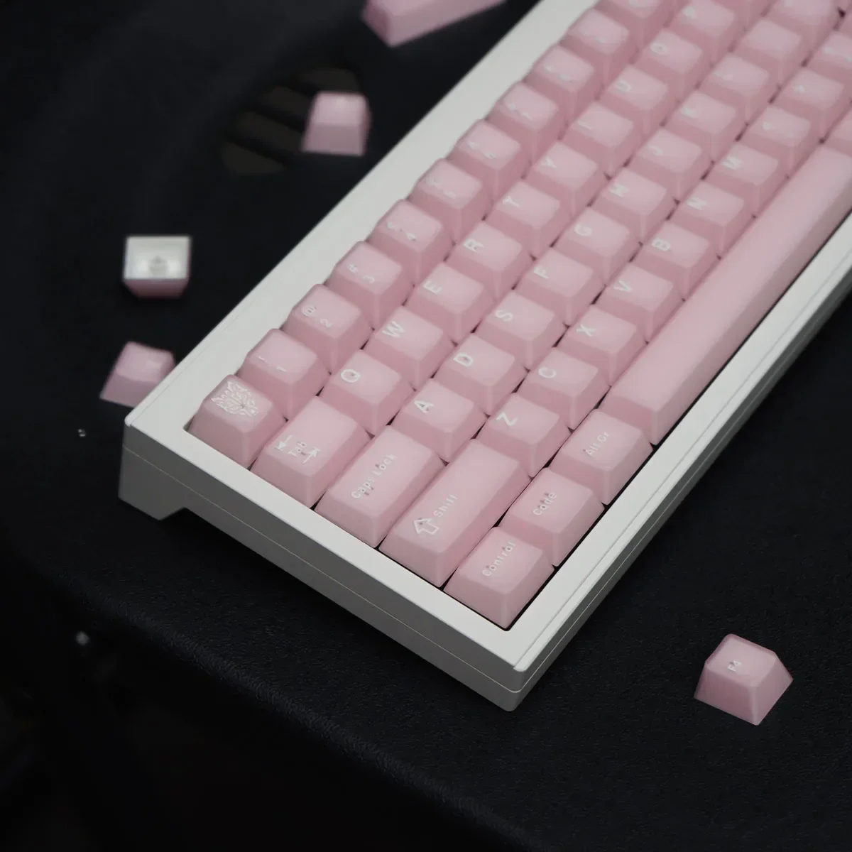 Echome-pink Jade Tema Keycap Grupo Pbt Dye-sublimação Cap Teclado Translúcido Perfil Cereja Teclado Mecânico