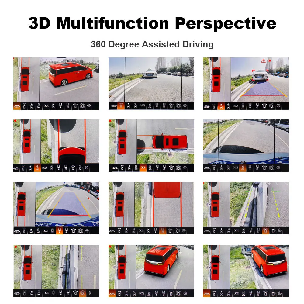 Smartour AI 360 Degree Camera For Car Camera 360 Bird View System Supports AHD1080p Front Side View DVR For Red ALPHARD