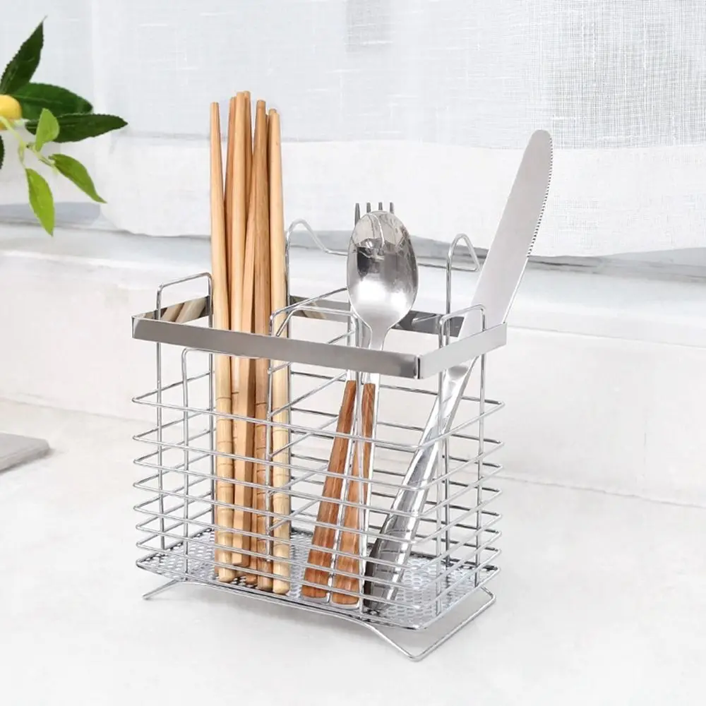 Stainless Steel Chopsticks Holder Chopsticks Storage Rack Wall Mounted Spoon Fork Cutlery Holder Tableware Draining Rack 3