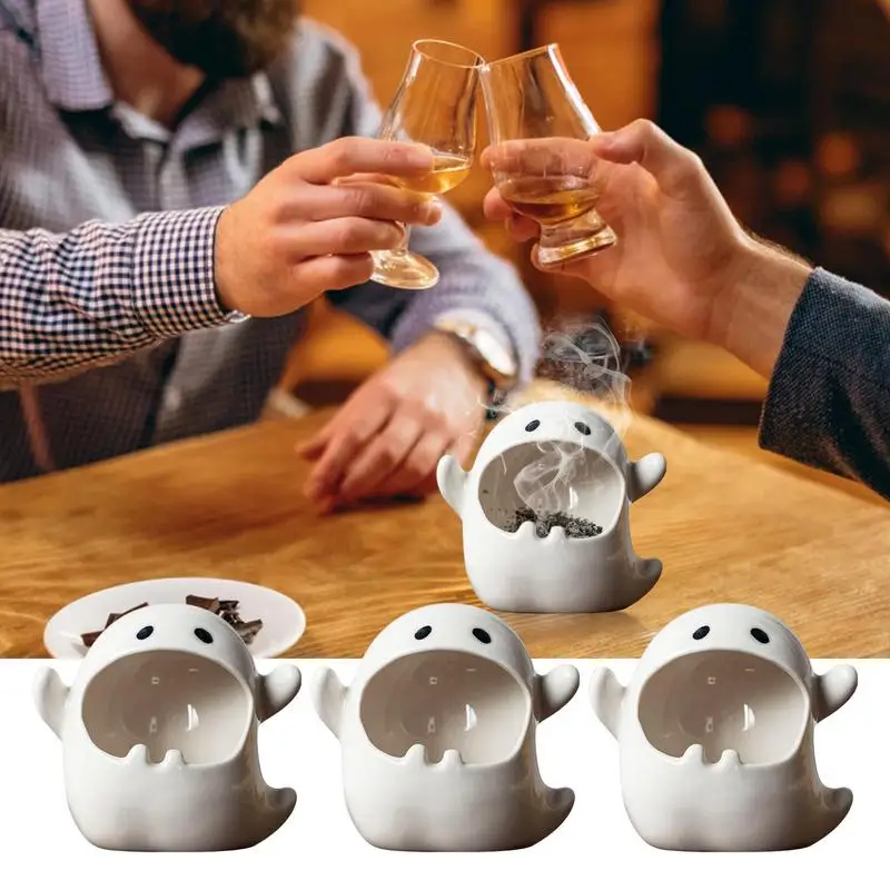 

Cute Ghost Ashtray For Cigarettes Cigars Creative Tableware Decorative Ornament Gift For Men Home Bar Parties Accesories