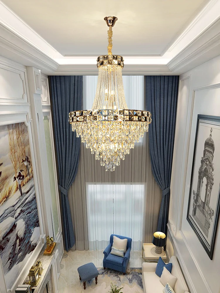 

Cost-effective European Style Customized Made Hotel Lobby Restaurant Indoor Crystal Long Chandelier Lighting