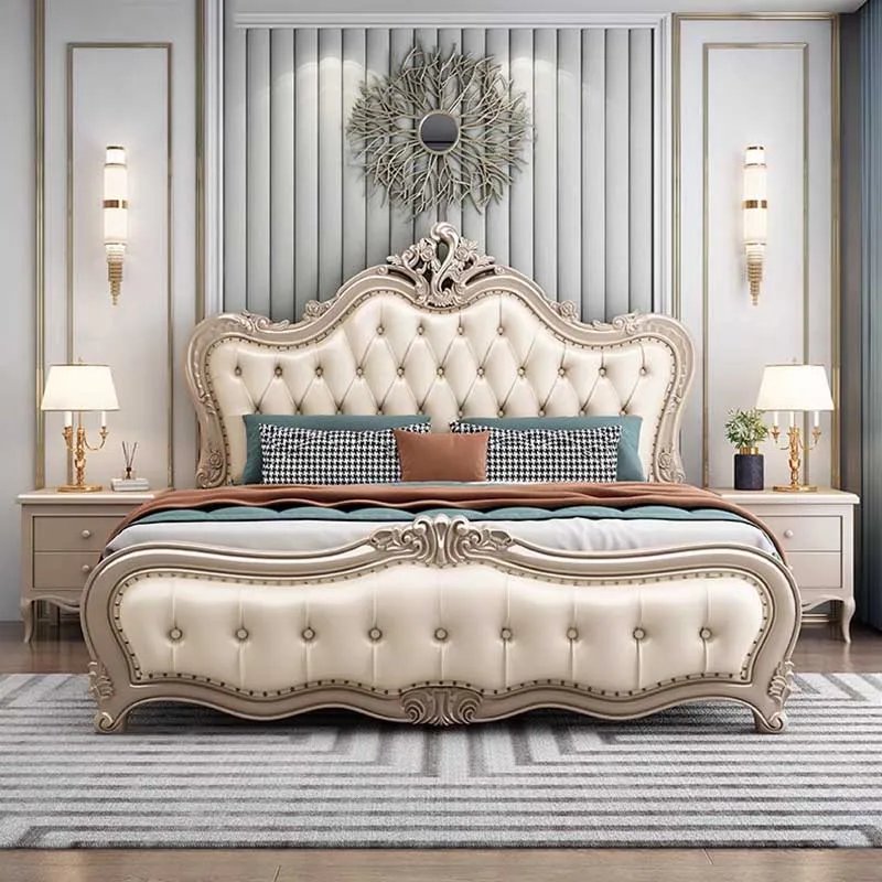 

Royal European Luxury Bed Villa Drawers Modern Platform Headboard Twin Bed Frame Storage Safe letto matrimoniale home furniture