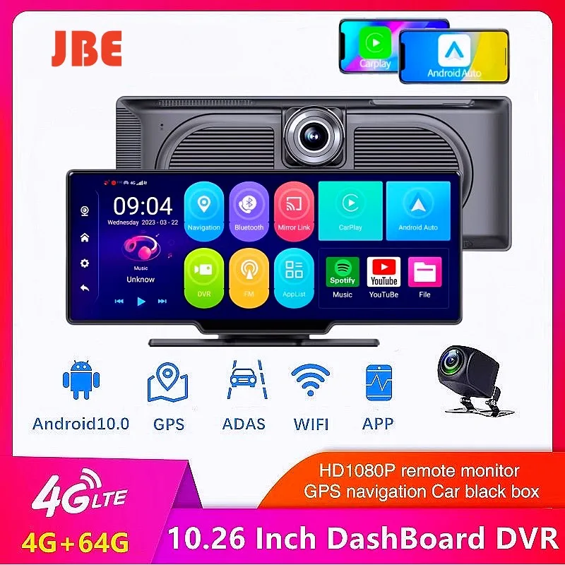 

Android 10.0 10.26 Inch 4G Dash Cam 4+64G 8 Core 5G WiFi Car DVR ADAS GPS FM 24h Parking Monitor Rearview Mirror Video Recorder