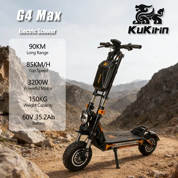 KuKirin G4 Max Scooter elettrico fuoristrada 2*1600W Motore 60V 35.2Ah 95km Gamma massima 86 km/h Velocità pieghevole Kick EScooter