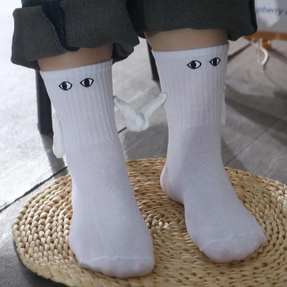 

Kroean Magnetic Socks Hosiery Embroidery White Thin Womens Socks Breathable Eyes Socks Outdoor