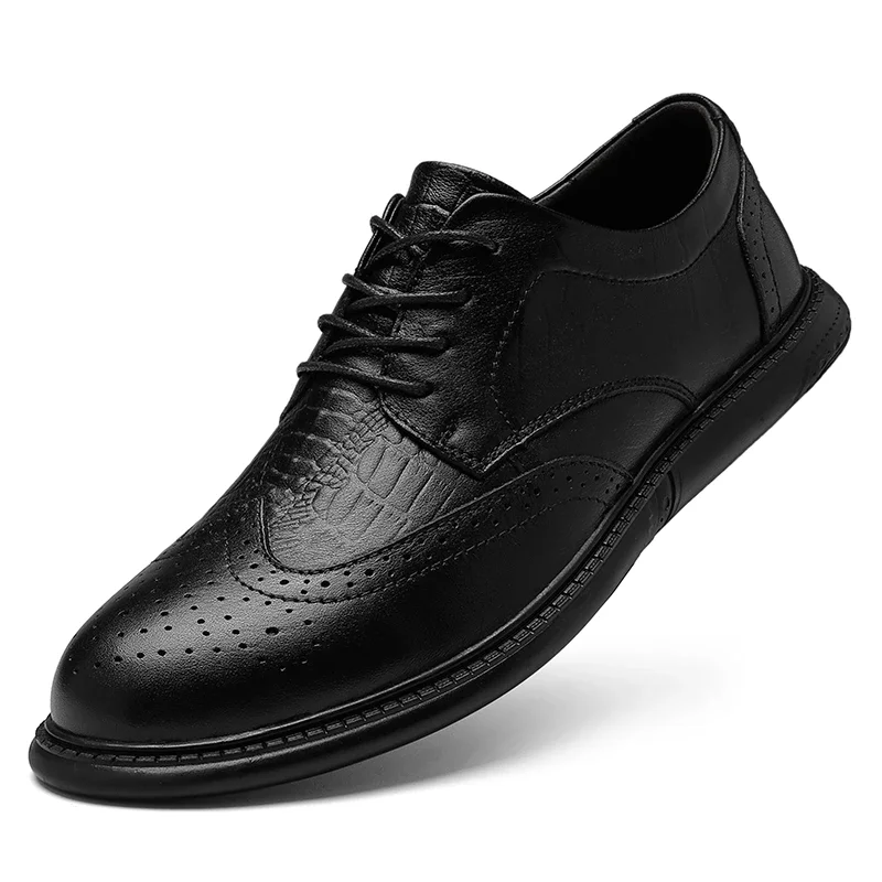 British Style High End Leather Shoes Mens New Pointed Oxford Shoes Lace Up Genuine Leather Moccasin Business Formal Casual Shoes 2