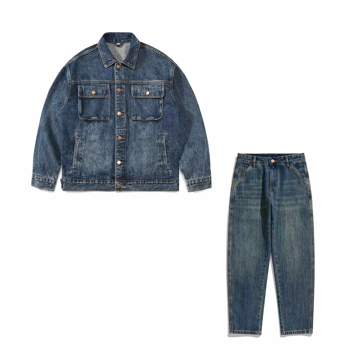 

NIGO Spring and Autumn Long sleeved Denim Coat and Pants Set Suit #nigo94515