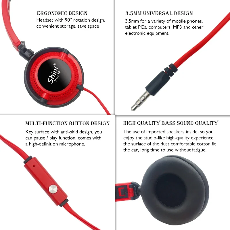 Wired Headphones Stereo Bass with Microphone Noise Cancelling