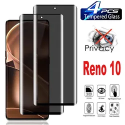 3D Privacy Tempered Glass Screen Protector - Anti - Spy & Fingerprint Resistant, 2/4 Pack for 4 pieces (For Reno 10)