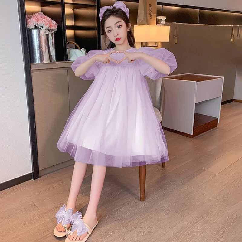 

Summer Dresses for Young Girls 4-16 Years Girl Elegant Party Dress 2023 New Children's Clothes Free Delivery Korean Style Dress