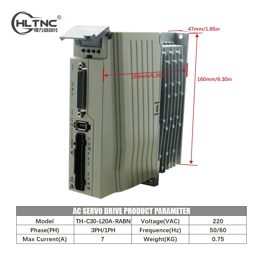 AC Servo Motor HLTNC 400W / 750W 3000 RPM 1.3N 2.4N & C30 RS485 Driver Kit 220V & 3meters Cable Absolute encoder For CNC Machine