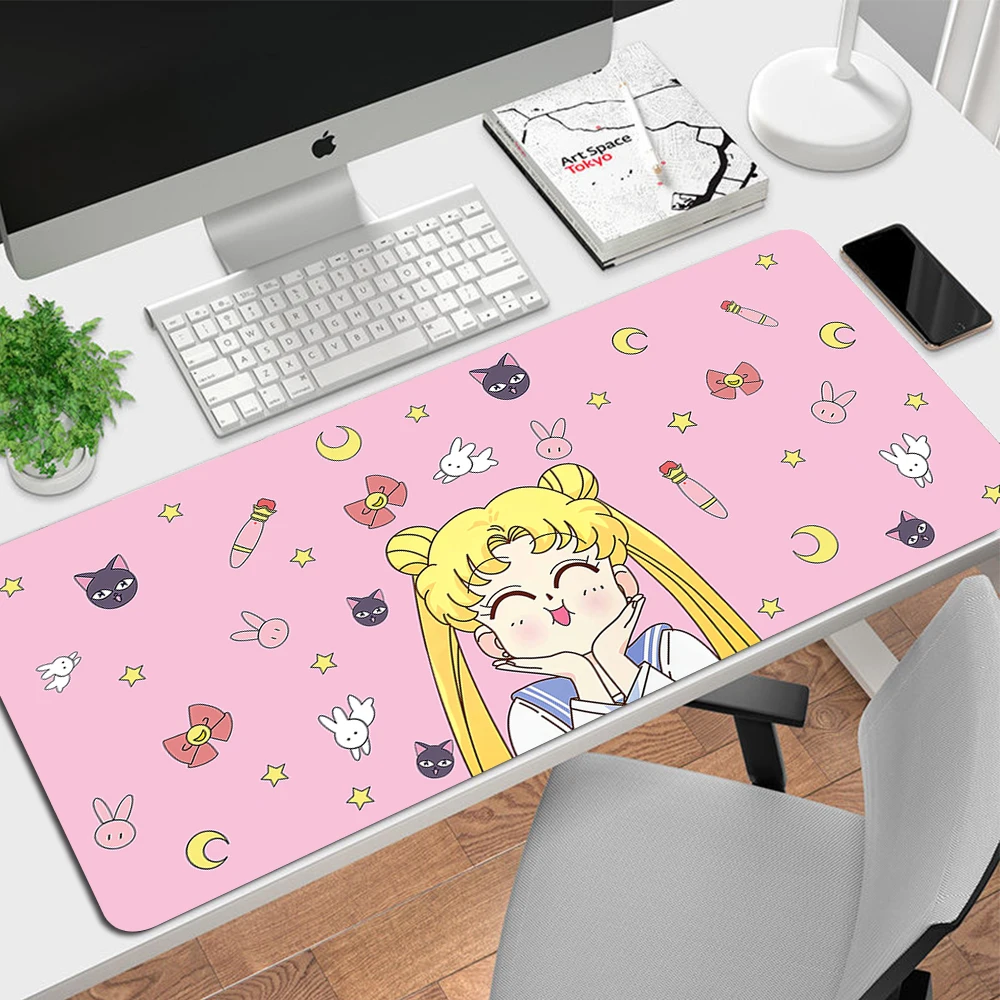 

Sailor Moon Large Gaming Mousepad 900X400mm Non-Slip Big Computer Cute Mouse Mat Rubber HD Print Galaxy Table Mat Mouse Pad XXL