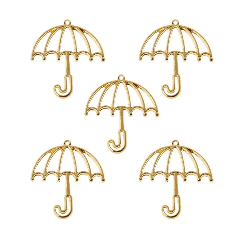 

5 Pcs Open Bezel Setting Gold Umbrella Resin Frame Blank Pendant for DIY Jewelry