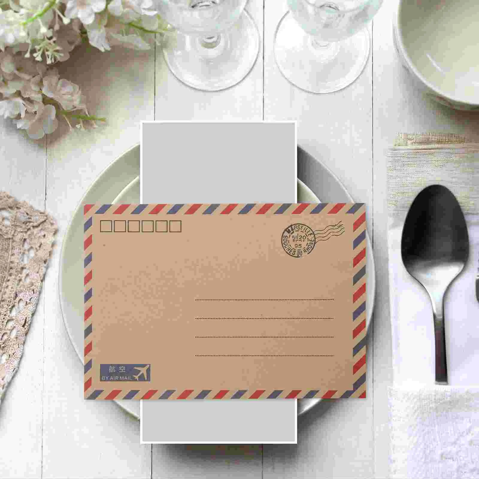 48 Pcs Vintage Envelope Paper Retro Airmail Stationery Set Invitation Envelopes Greeting Cards Postcard Plain Letter Paper
