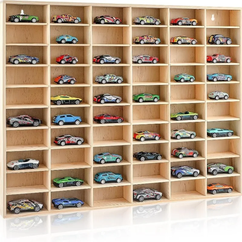 Solid Wood Storage Box Storage Box Organizer Box Storage Solid Wood Domeka Car Storage Cabinet Wall Shelf Wooden Toy Multi-Grid - 2