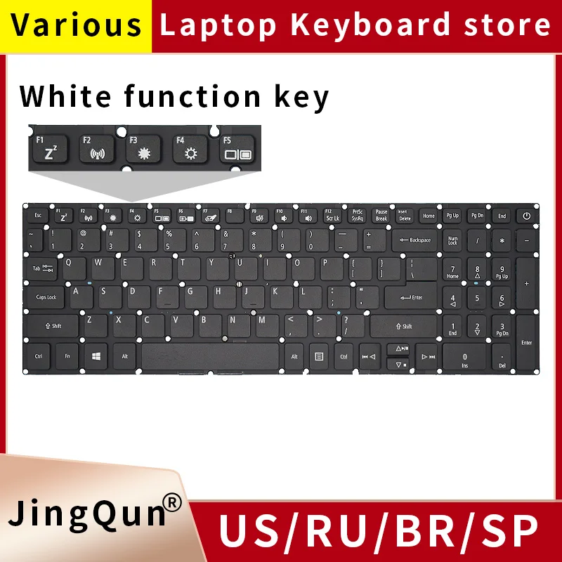 Teclado para Notebook Russo com Retroiluminação para Acer Aspire Eua br sp A31521 31g A31541 A31551 A315-53g N17c4 A615-51 A71772g