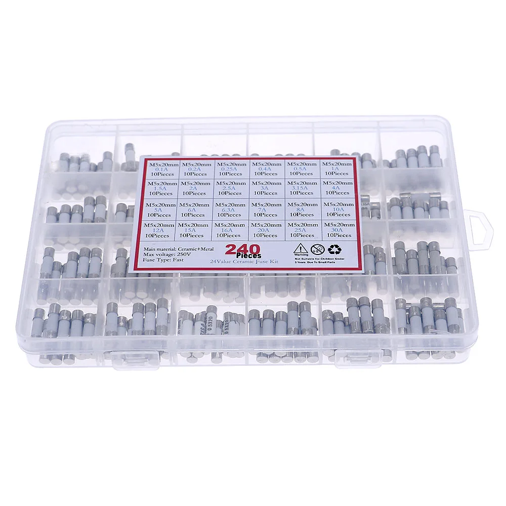 5 x 20mm Fast Blow Ceramic Fuse 250V 0.1A 0.25A 0.5A 1A 2A 2.5A 3A 3.15A 4A 5A 6A 6.3A 8A 10A 15A 16A 20A 30A