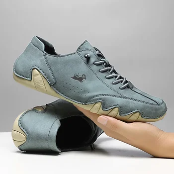 الرجال حذاء رياضة كاجوال أحذية من الجلد للرجال العلامة التجارية الفاخرة حذاء رجالي موضة الأخفاف رجل الرياضة المشي الأحذية دراجة نارية الأحذية 5