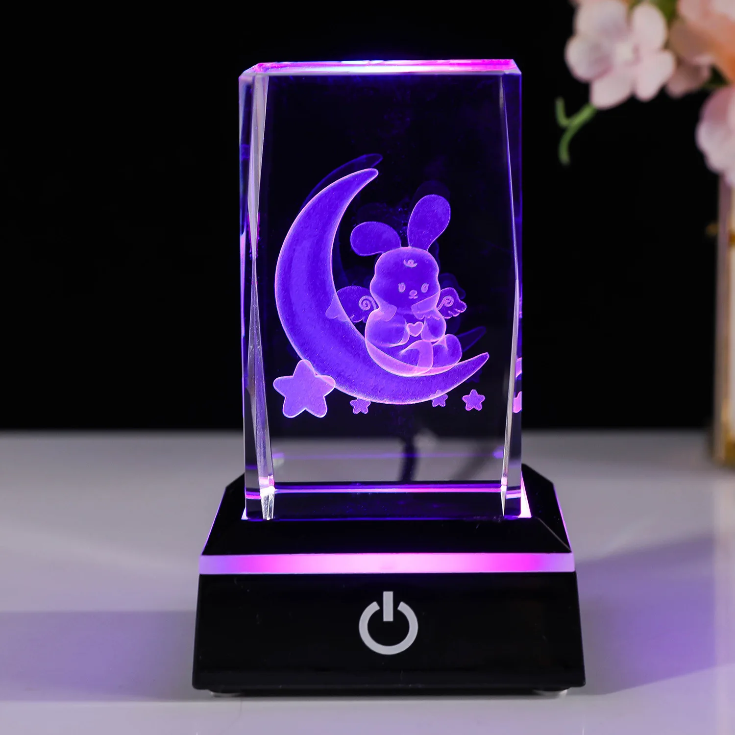 LED付き3Dクリスタルペーパーウェイト,カラー,レーザー彫刻