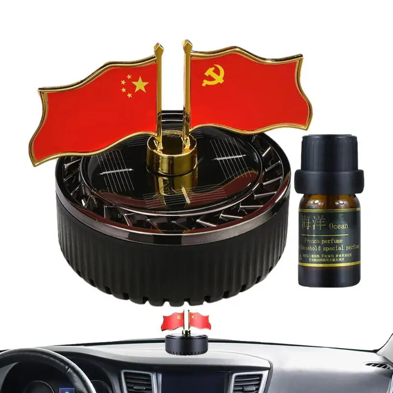 

Solar Energy Car Air Freshener Rotating Flag Design Car Scents Diffuser Decorative Unique Elegant Solar Car Aromatherapy In