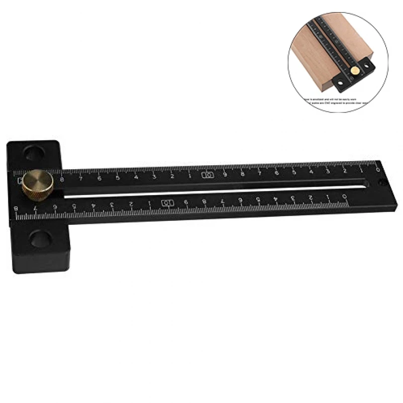 

Durable 180mmT Type Track Ruler Woodworking Scribing Ruler Metric Scale Aluminum Alloy Woodworking DIY Tool