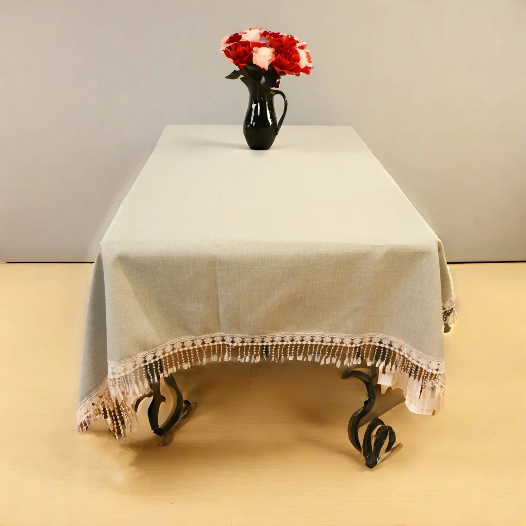 Classic Style Lace Linen Solid Color Tablecloth Exquisite Elegant