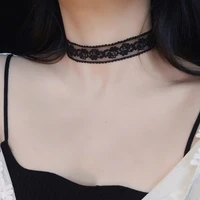Collier de fleurs en dentelle pour femmes, noir et blanc, Sexy, Harajuku, gothique, court, ras du cou, accessoires de fête, nouvelle collection 2