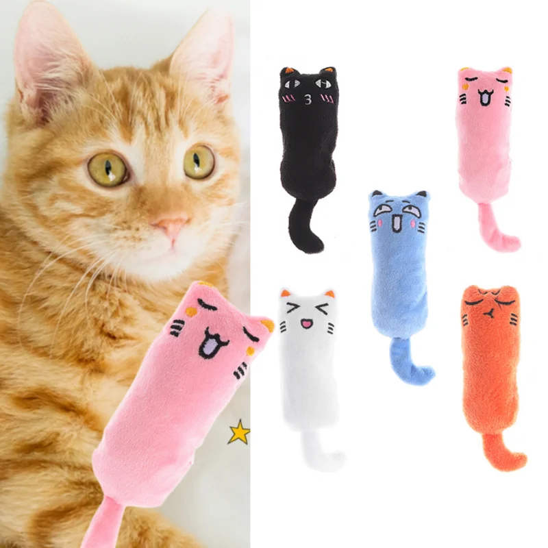 CuteCatToysFunnyInteractivePlushCatToyMiniTeethGrindingCatnipToysKittenChewing