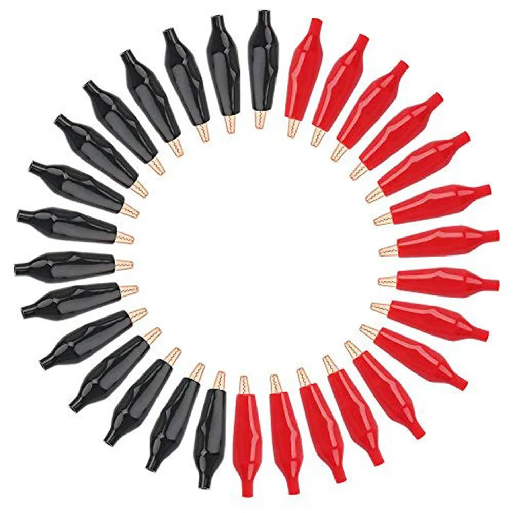 28MM Metal Alligator Clip G98 Crocodile Electrical Clamp Testing Probe Meter with Plastic Boot Car Auto Battery 20pcs alligator clips electric test clamp