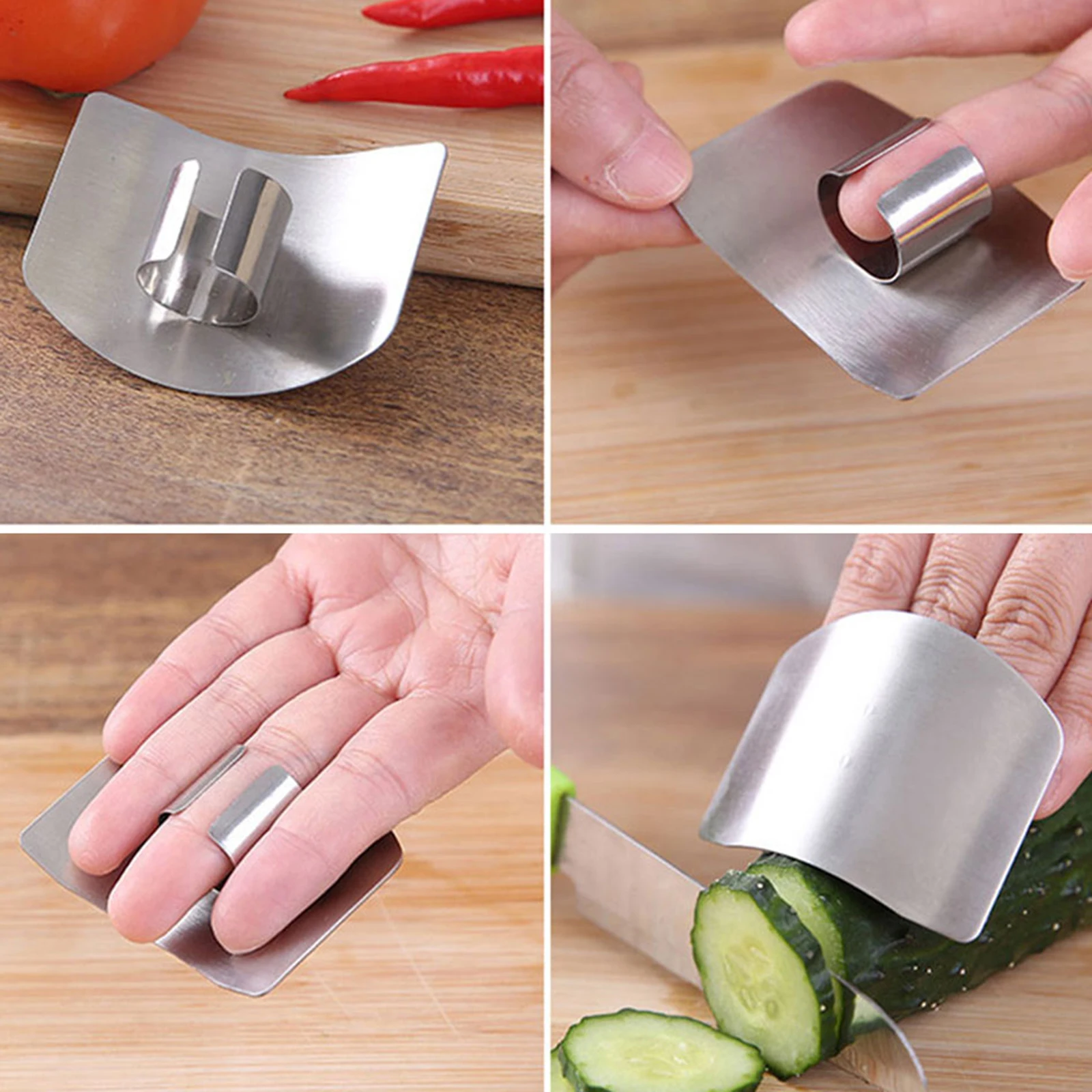 Stainless Steel Finger Protector Anti-cut Finger Guard Safe Vegetable Cutting Hand Protecter Kitchen Gadgets Kitchen Accessories