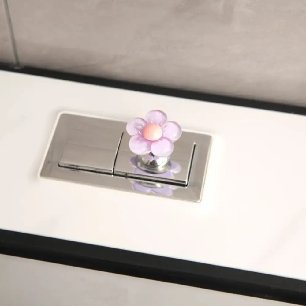 Toilet Flush Button Resin Small Flower Shape Labor-saving Universal