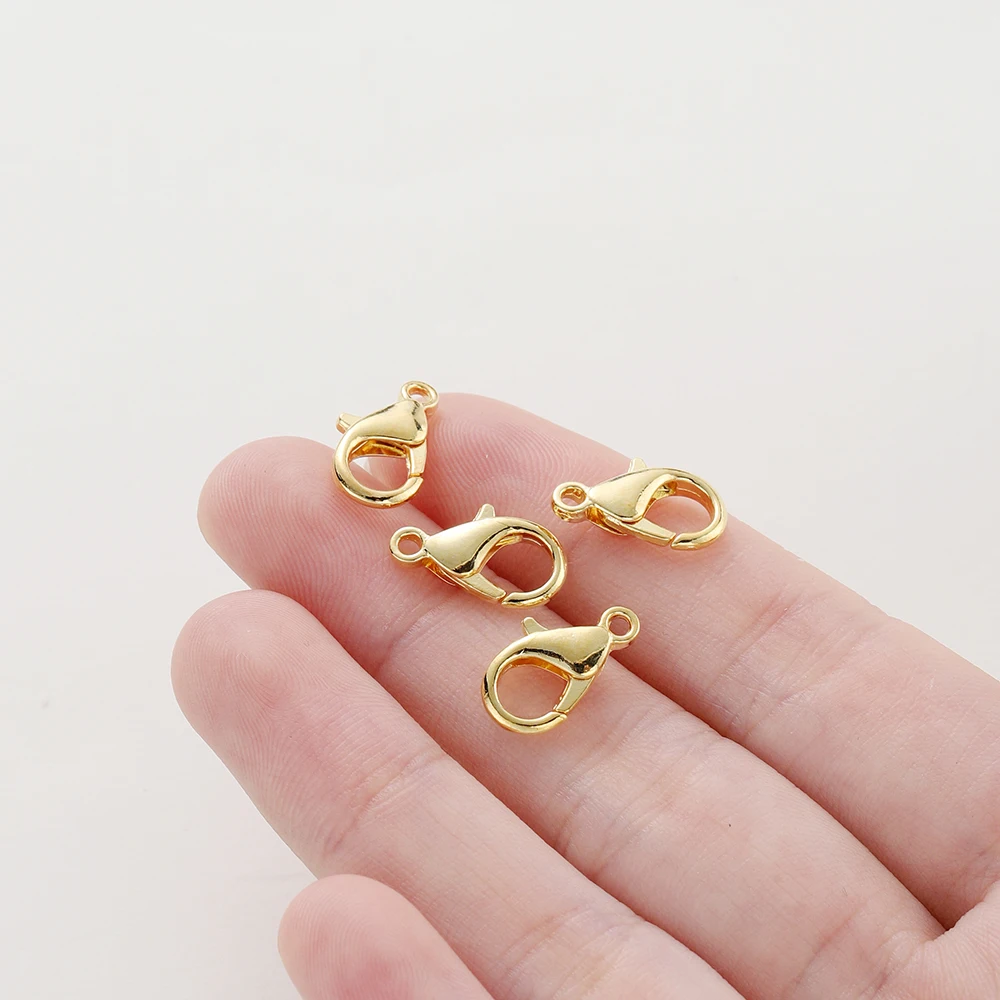 14K 18K Gold Plated Necklace Extender Chain Lobster Clasps Jump Ring Connectors Clips For DIY Jewelry Bag Craft Making 10pcs/lot