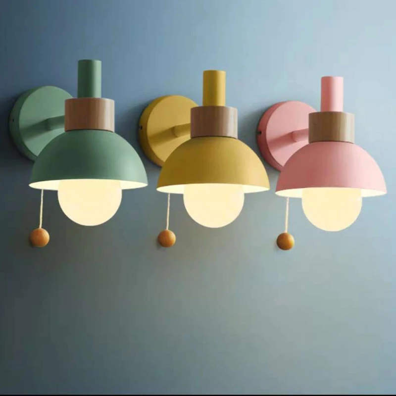 

Wall Lamps Aisle Light Nordic Simple Modern Children Bedroom Bedside Macaron Light Luminaria Wall Decor Decoration Chambre G80