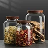 Household Kitchen High Glass Borosilicate Sealing Jar Storage Large Tank with Moisture Lid Proof Transparent Round Tea Can 1