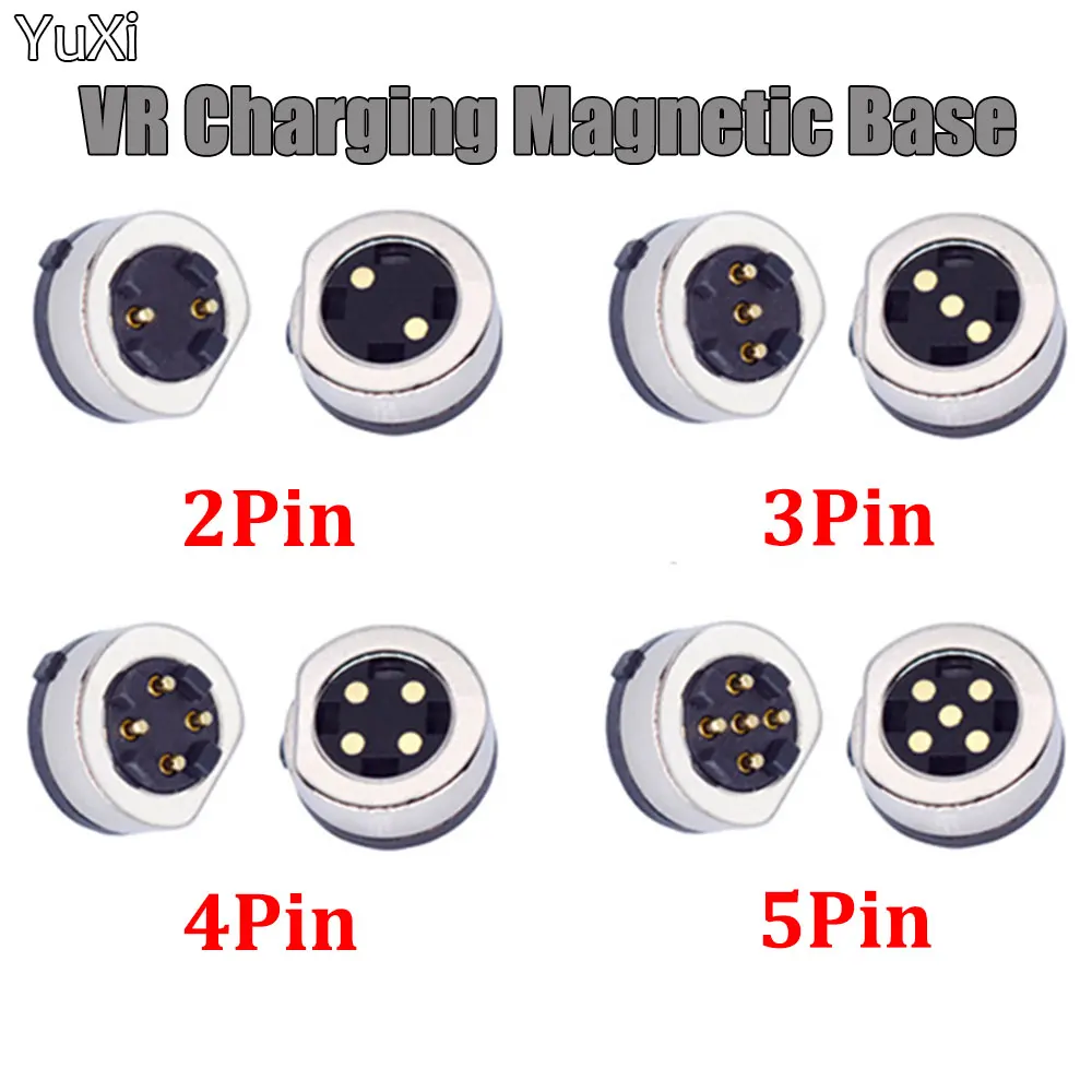 

1Pair Round Magnet Suction Spring Pogo Pin Connector Male Female Probe DC Power Magnet Charging Base For VR Glasses 2/3/4/5P