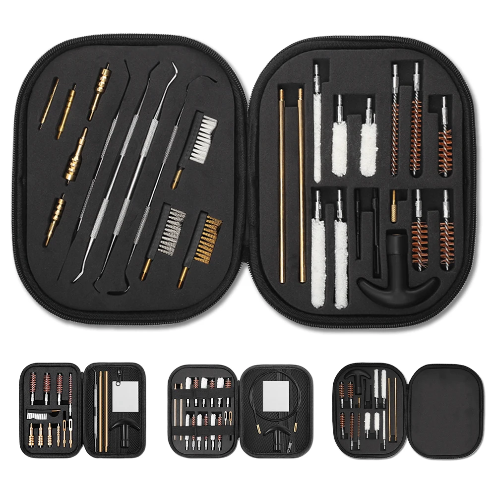 28Pcs Pistol Cleaning Kit 9mm Gun Cleaning Kits Weapon Cleaning Universal Handgun Pistol Brush