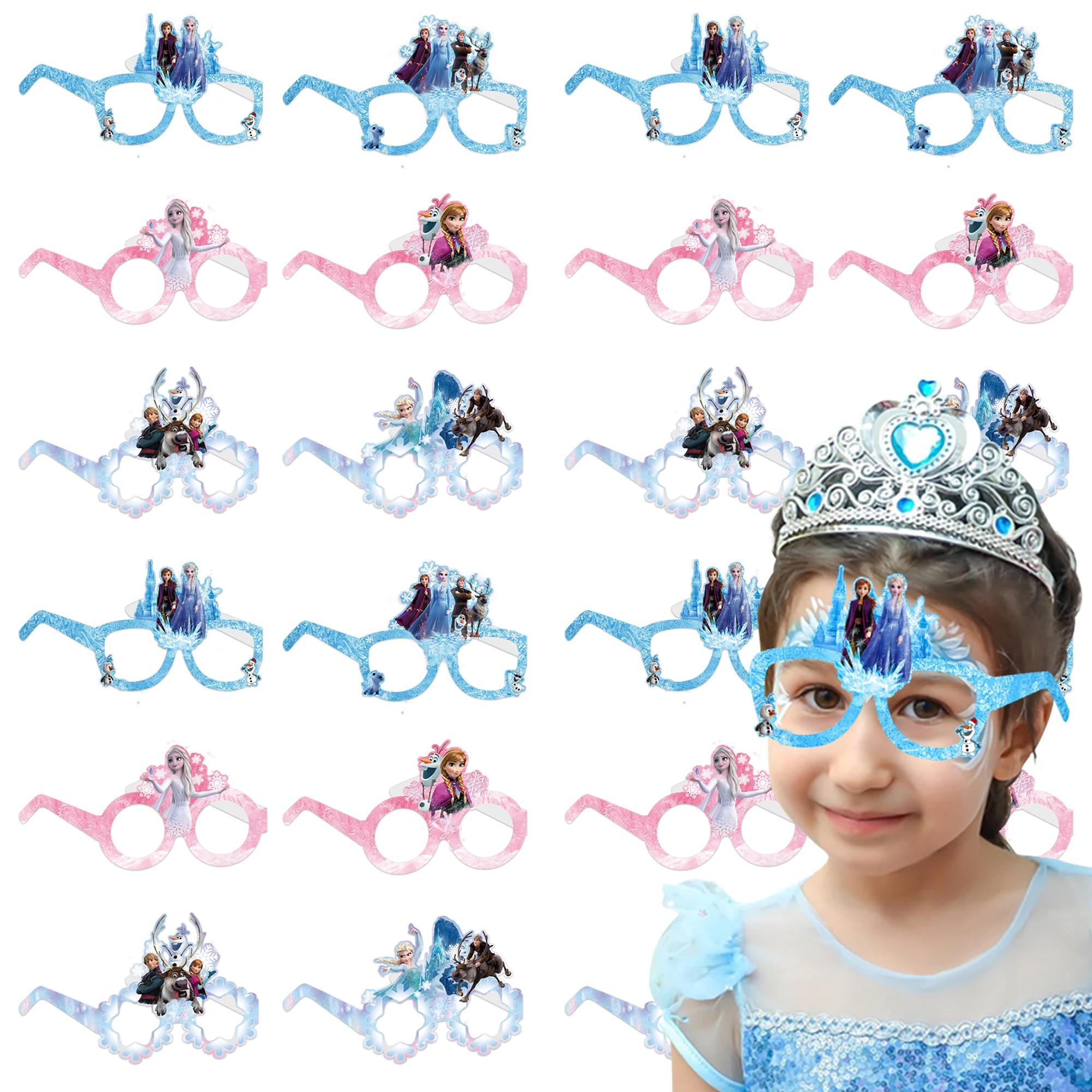 Frozen Anna Paper Party Glasses Masks Elsa Olaf Birthday Masks Party Favors Photography Props for Girl Birthday Party Decoration