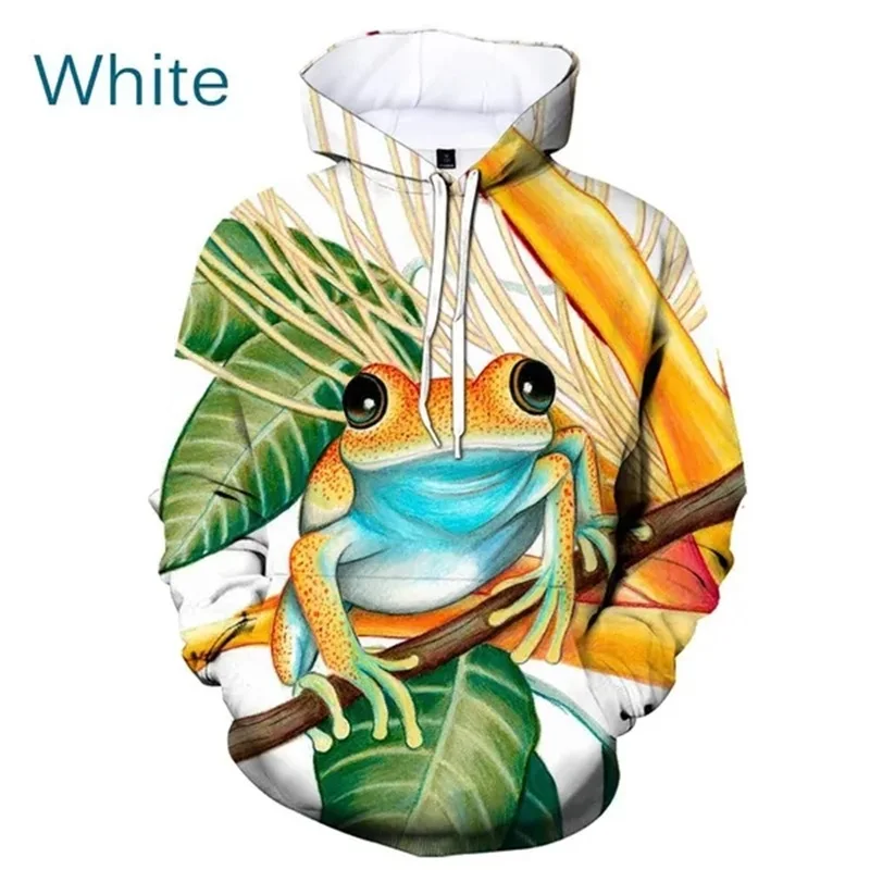 thumbnail image 1 of Sudadera con capucha para hombre, con estampado 3D de rana, con estampado de animales, informal, de talla grande, con estampado completo, 1 of 5