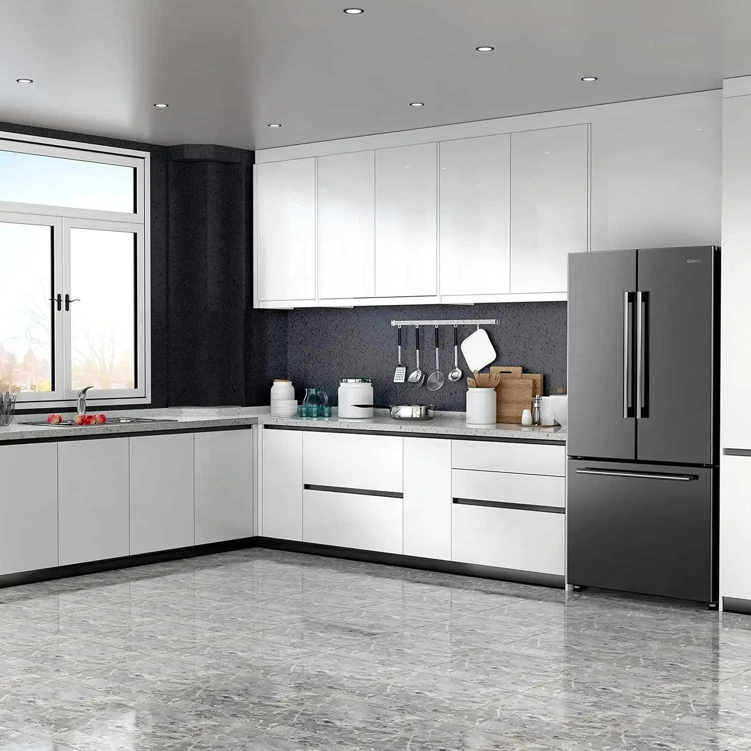 GLR18FS5S16 French Door Refrigerator with Installed Ice Maker and Bottom Freezer Adjustable Electrical Thermostat Control, Frost 6