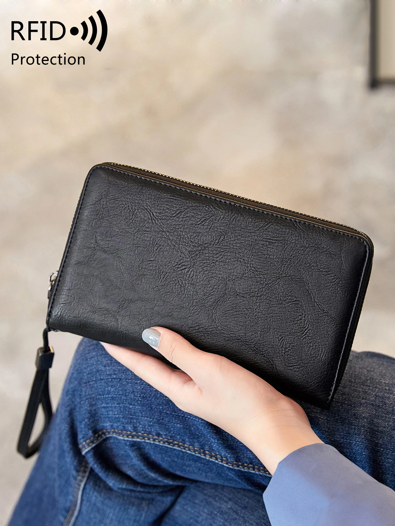 MIYIN womens long wallet retro large capacity multi card slot fashionabltemperament handbag simple multifunctional