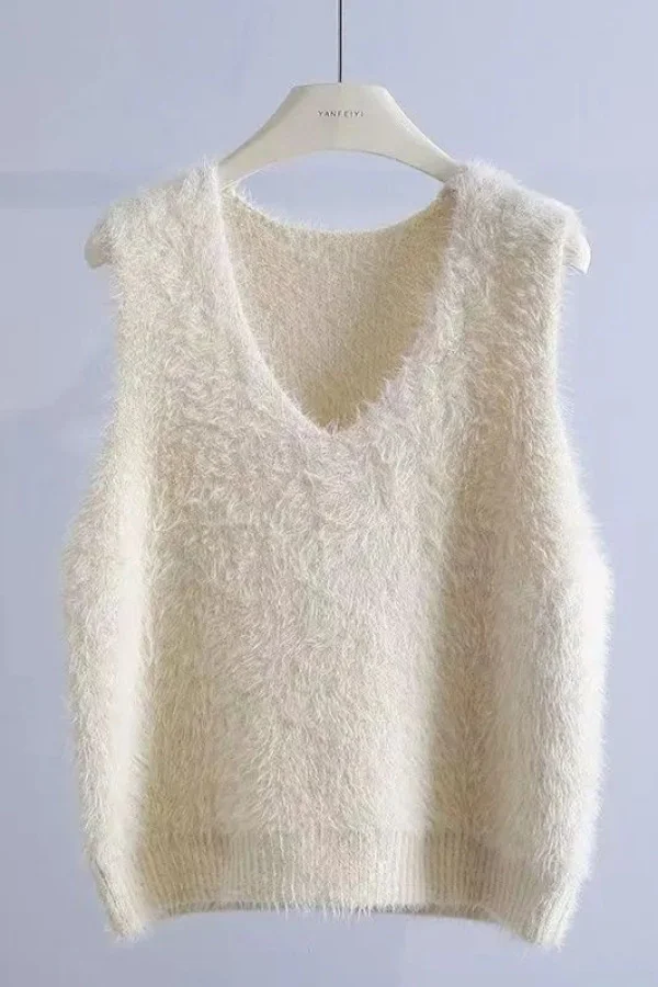 2025 Nerz Plüsch Weste Modische Neue Weste Pullover für Frauen Lose Ärmellose Pullover Gestrickte – Detail 2