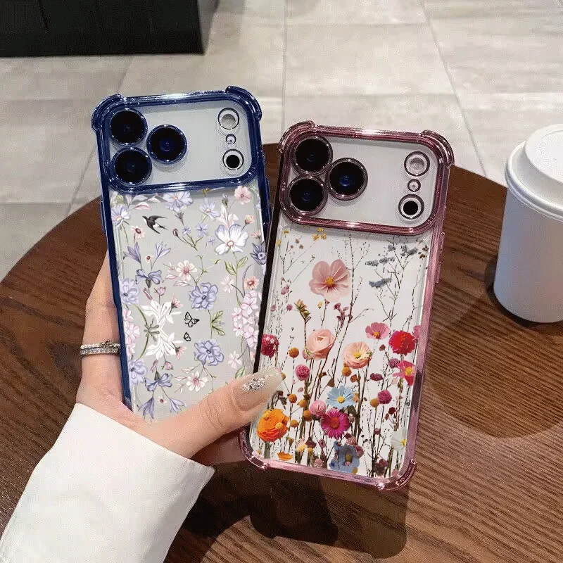 Electroplated Purple Lavender Flower Clear Case Cover