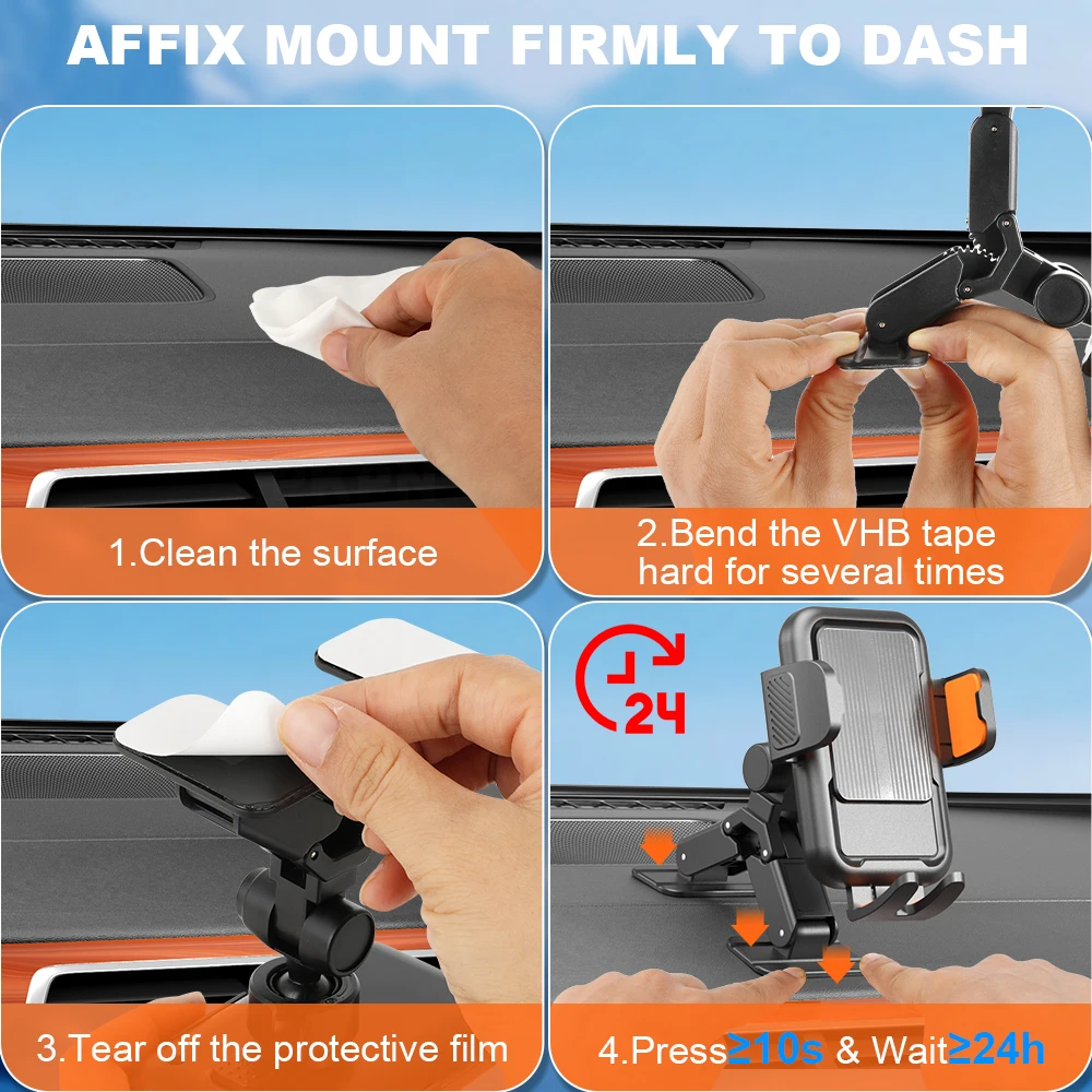 Versatile 360° Rotating Car Phone Holder with Strong Suction for Dashboard & Windshield