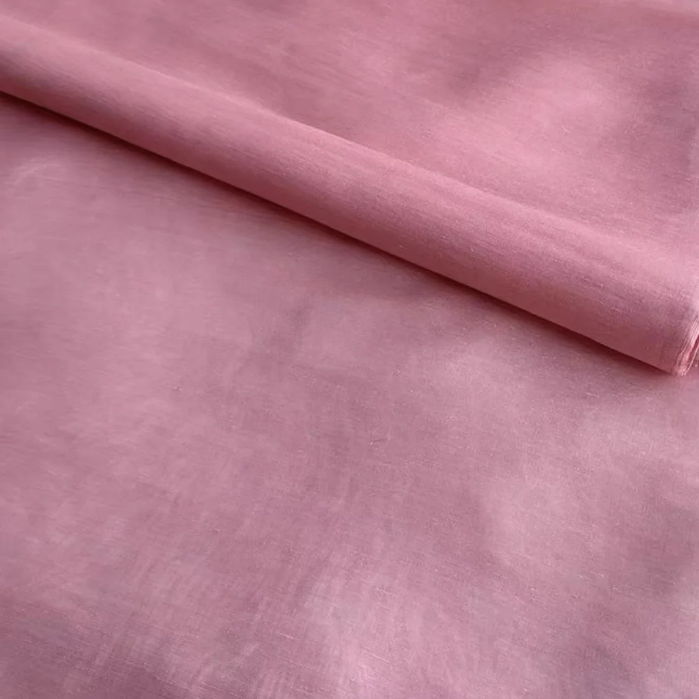 Silk Linen Mixed Fabric Sewing Fabric 14momme 140cm 54inches Blend Silk Flax Materials for Summer Cool Dresses